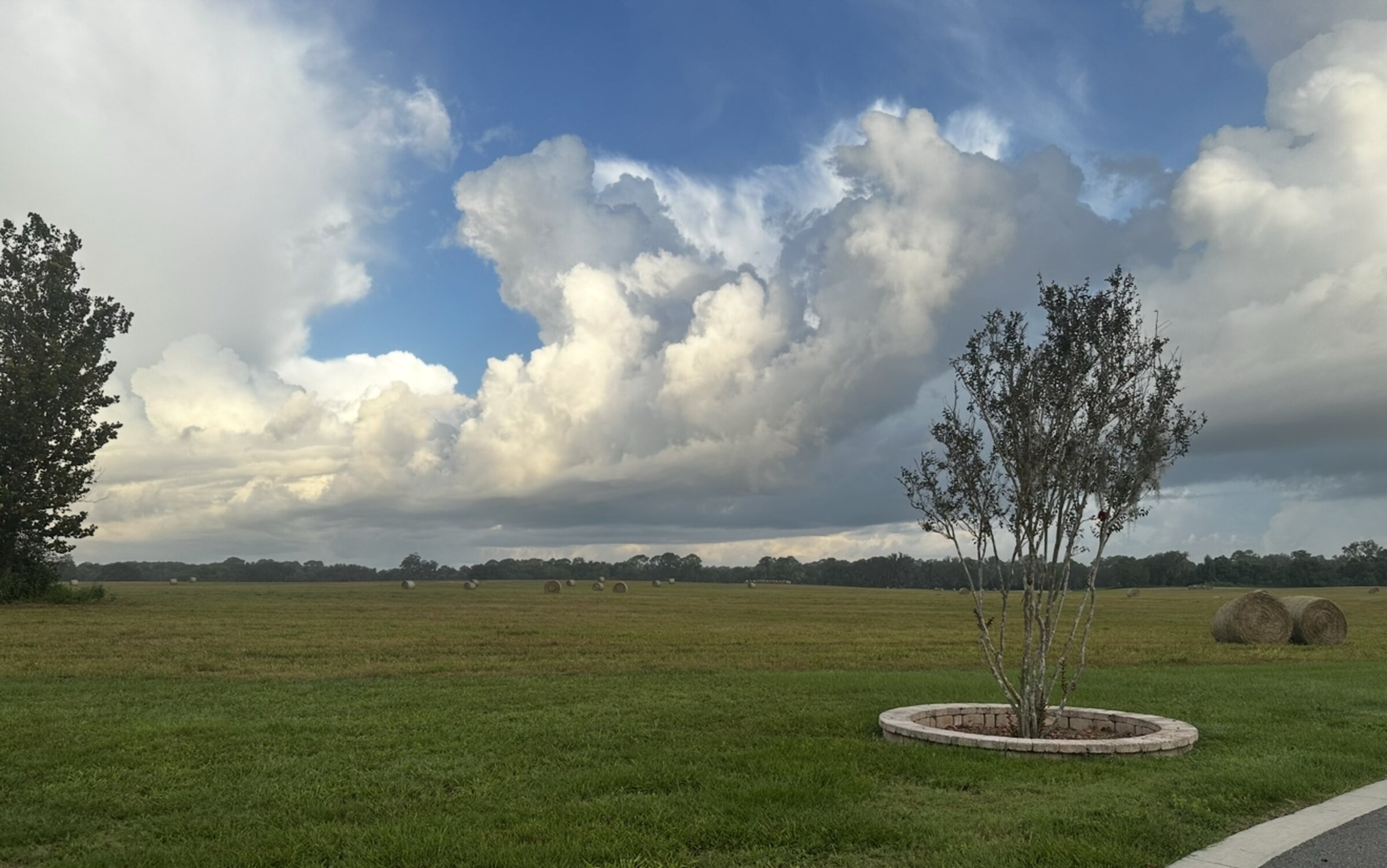 Pastoral landscape with dramatic cloudy skies, representing Gissy Management investment properties